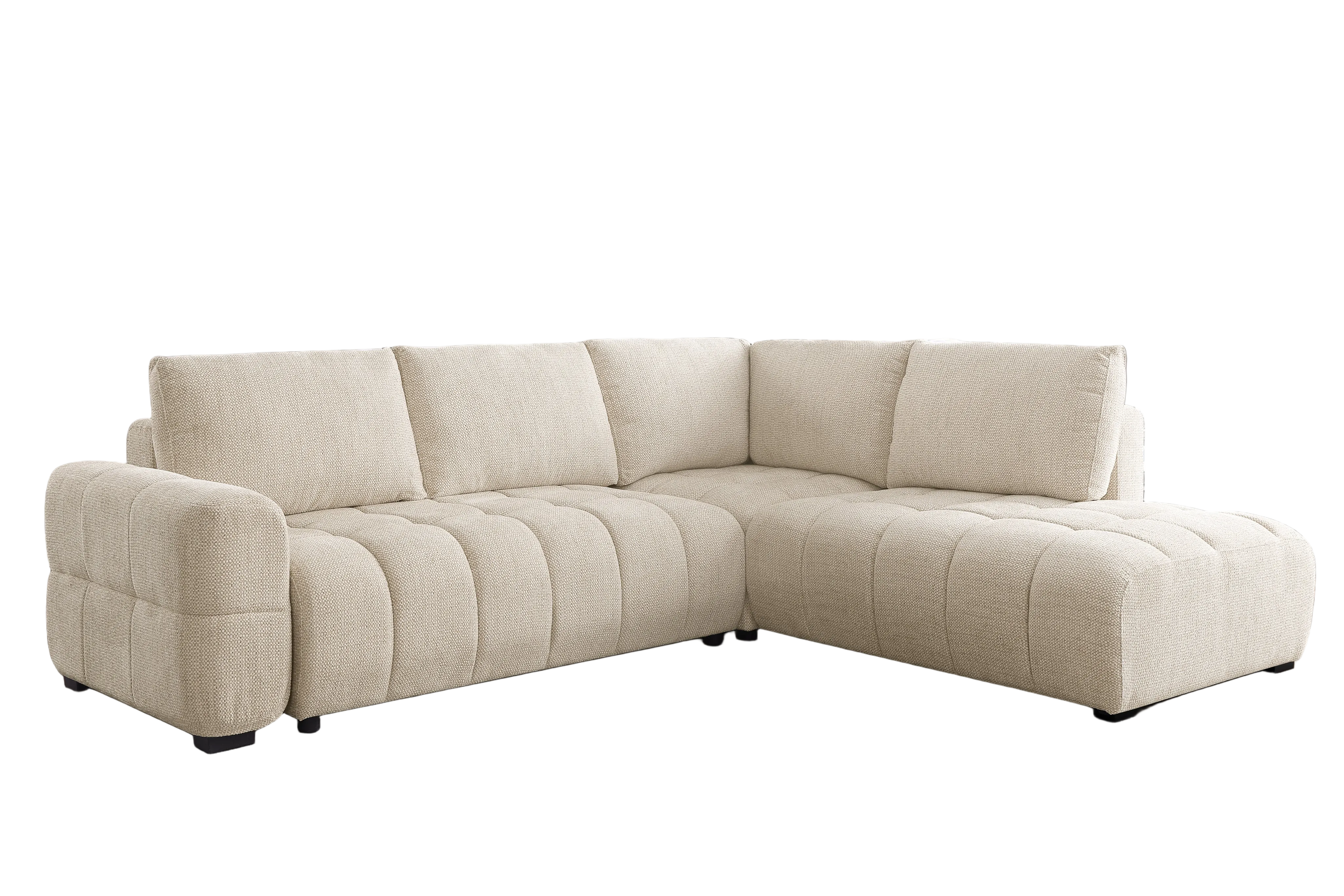 Trevio Pull-Out Sleeper Sectional with Chaise – Warm Beige