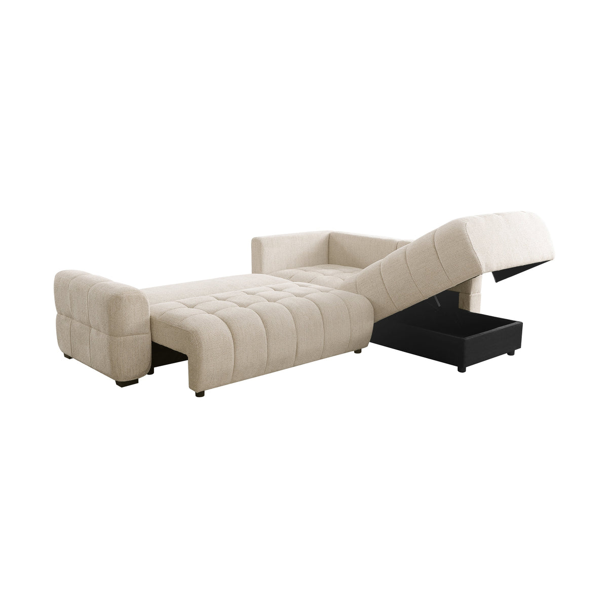 Trevio Pull-Out Sleeper Sectional with Chaise – Warm Beige