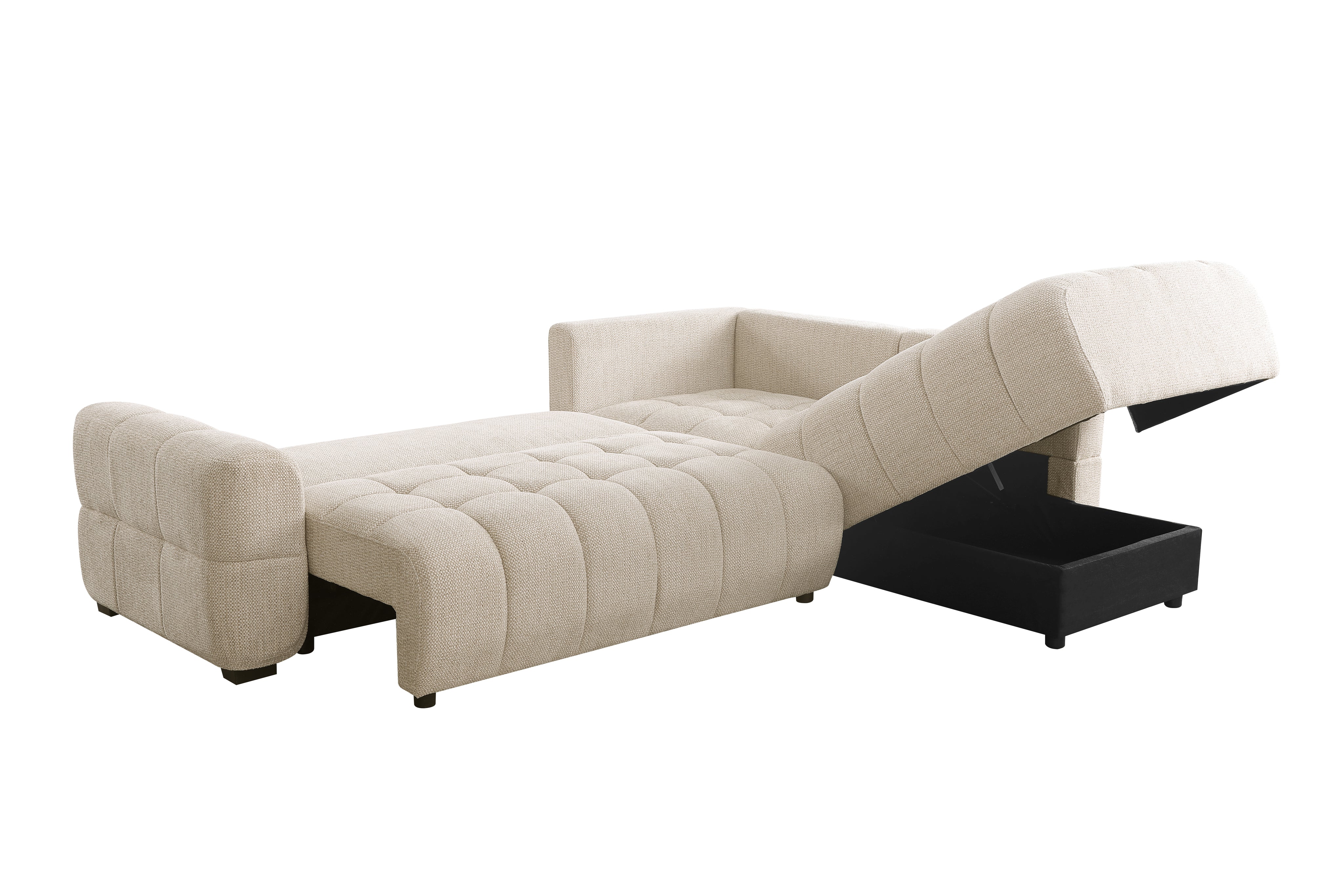 Trevio Pull-Out Sleeper Sectional with Chaise – Warm Beige