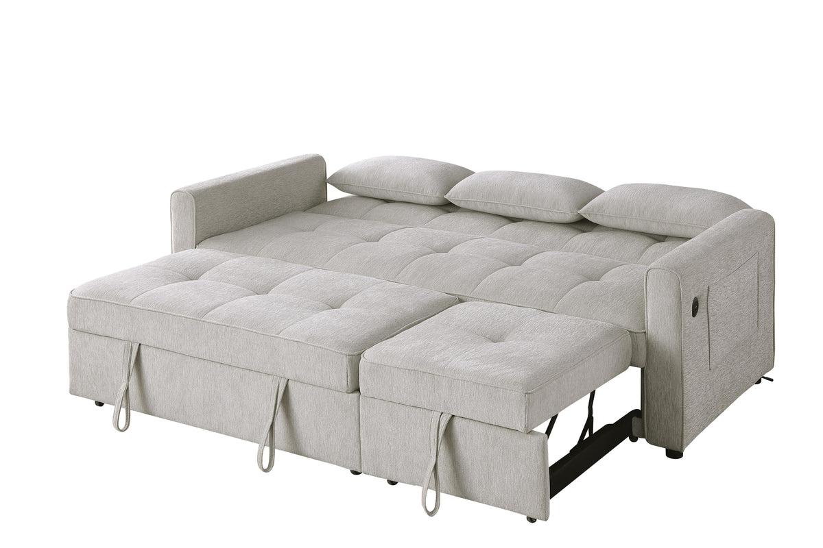 Skylar Pull-Out Sleeper Sectional – Pearl Beige