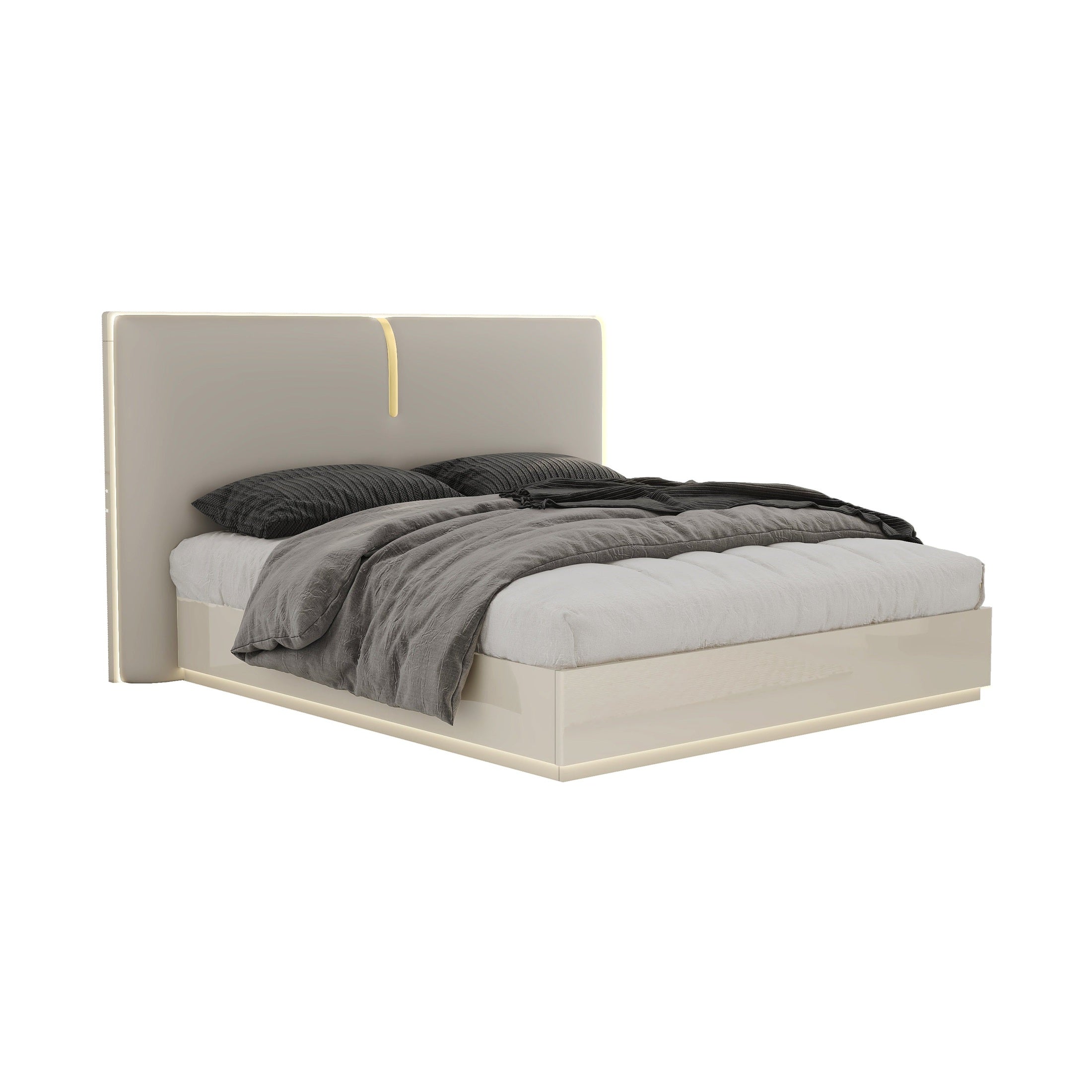 Zelie Glossy Bed with Hydraulic Storage