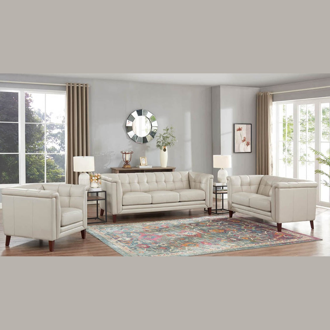 Arvon Genuine Leather Accent Chair
