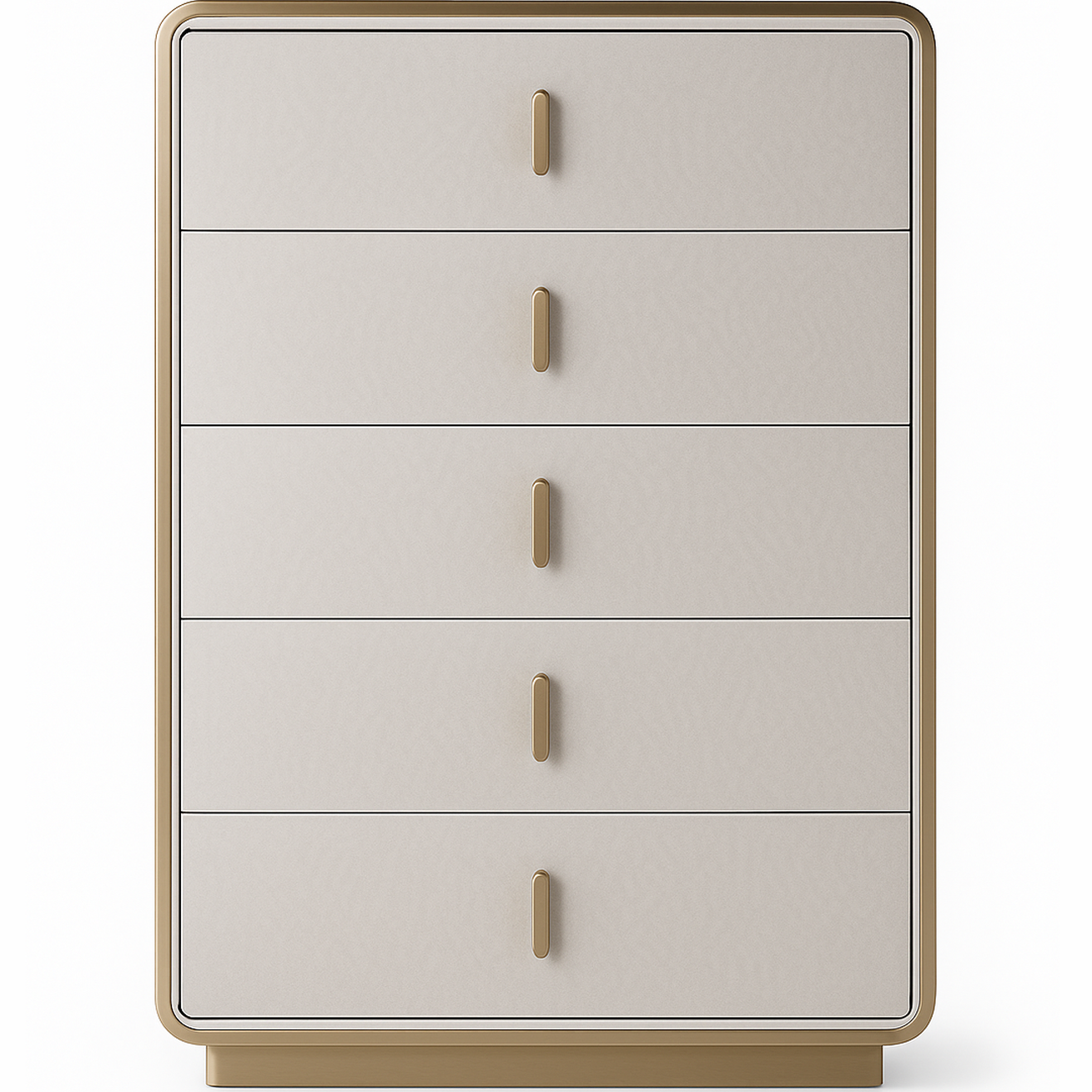 Joan 5-Drawer Bedroom Chest – Light Grey Beige Glossy Finish