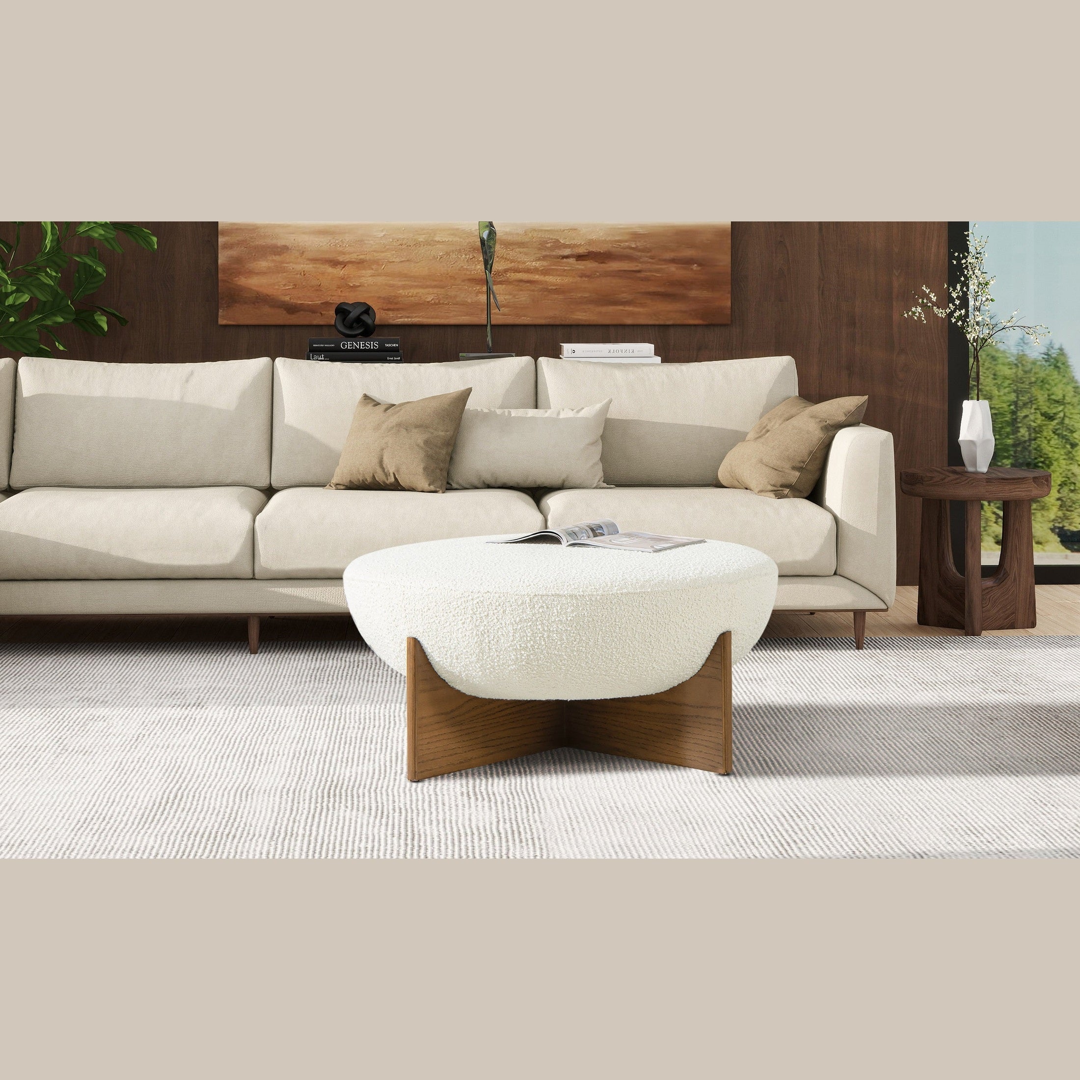 Elara Round Ottoman - Boucle