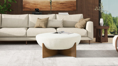 Elara Round Ottoman - Boucle