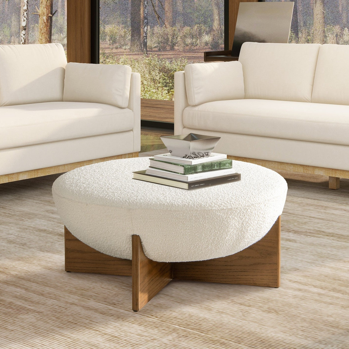 Elara Round Ottoman - Boucle