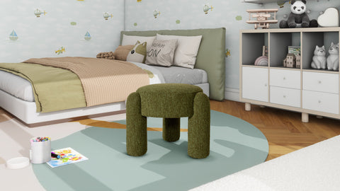Olea Boucle Ottoman - Moss Green