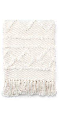 Throw Cotton Woven Zig Zag Off White