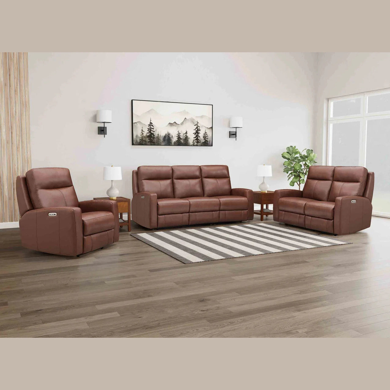 Minooka Zero Gravity Power Reclining Leather Sofa with Power Headrests
