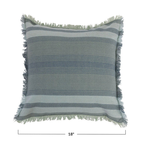 18" Woven Cotton Pillow & Eyelash Fringe