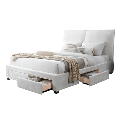Leander Upholstered Fabric Bed with Drawer