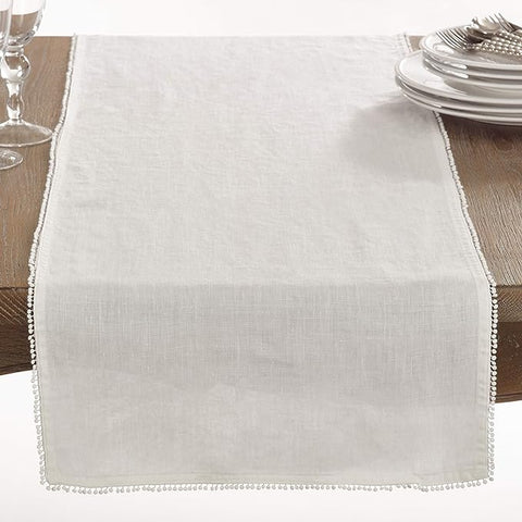 Pom Pom Design Table Runner - Ivory