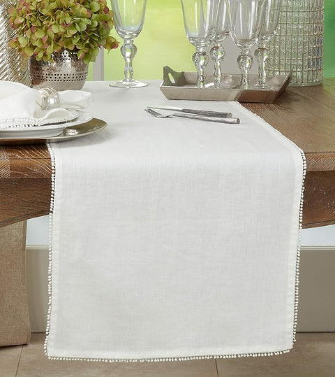 Pom Pom Design Table Runner - Ivory