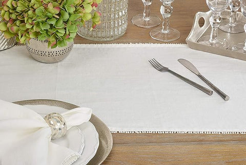 Pom Pom Design Table Runner - Ivory