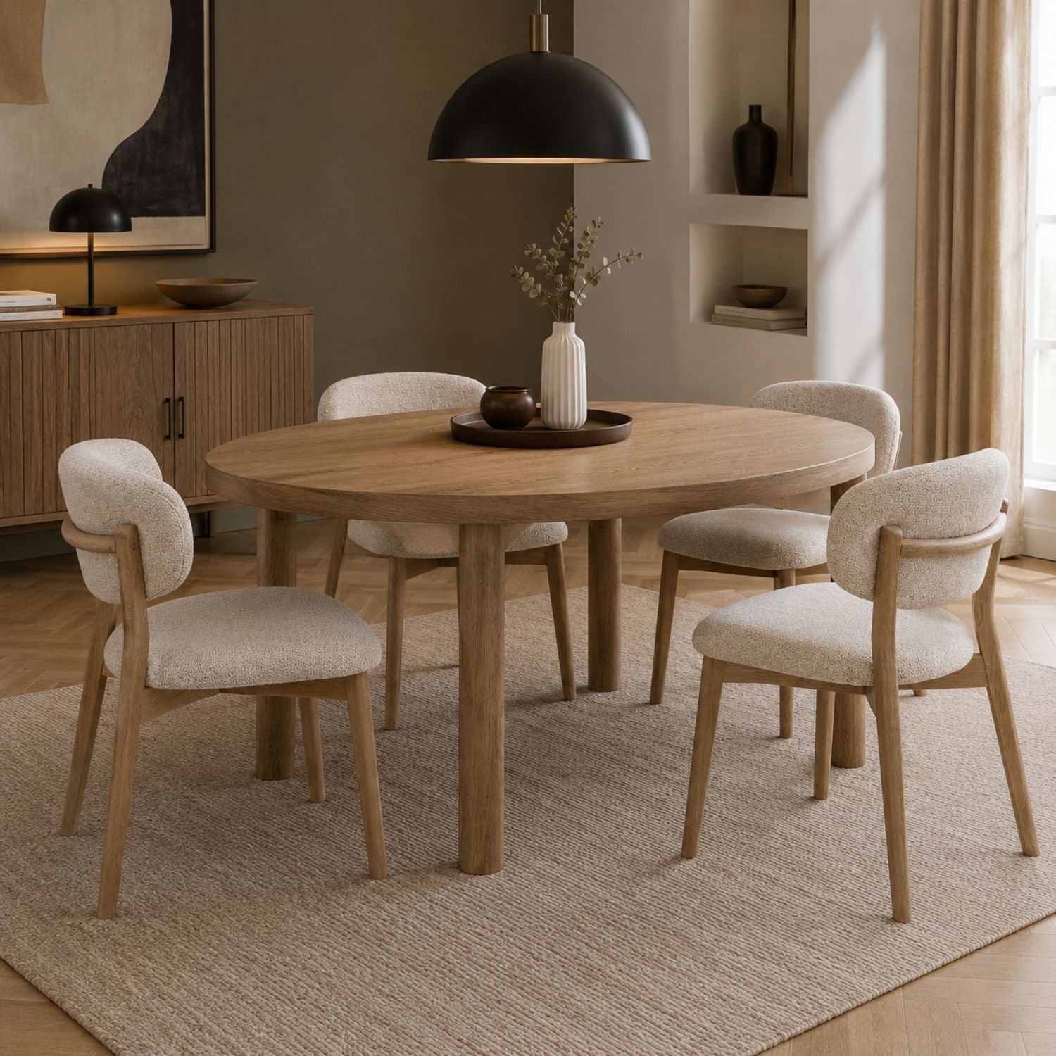 Milena Dining Chair – Upholstered Seat with Oak Wood Frame