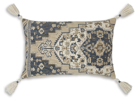 Winbury Medallion Decorative Pillow – Blue, Tan & White | Set of 4