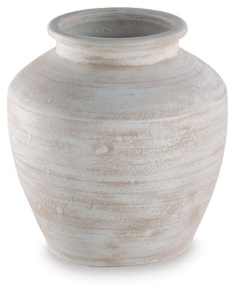 Meadie Distressed Terracotta Decorative Vase – White