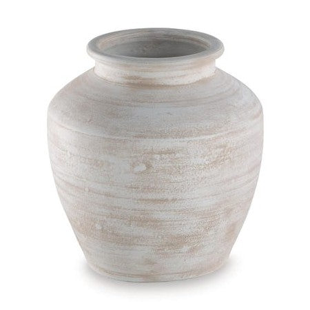 Meadie Distressed Terracotta Decorative Vase – White