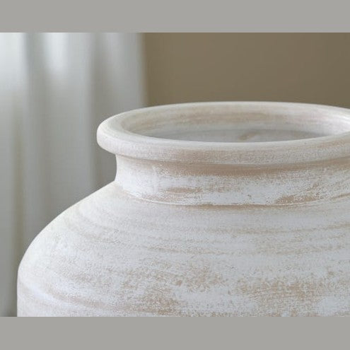 Meadie Distressed Terracotta Decorative Vase – White