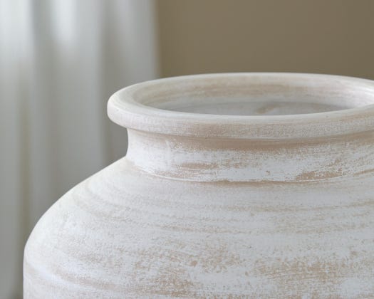 Meadie Distressed Terracotta Decorative Vase – White