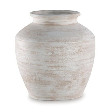 Meadie Distressed Terracotta Decorative Vase – White