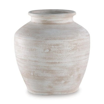 Meadie Distressed Terracotta Decorative Vase – White
