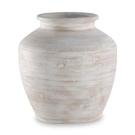 Meadie Distressed Terracotta Decorative Vase – White