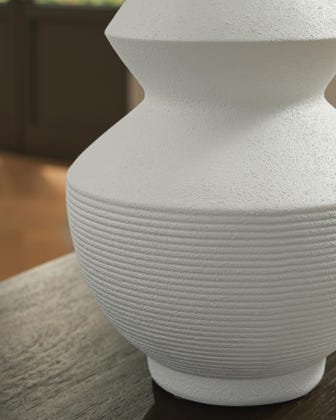 Naveen Geometric Polyresin Decorative Vase – White