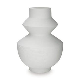 Naveen Geometric Polyresin Decorative Vase – White