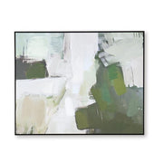 Vinick Abstract Framed Canvas Wall Art – Green & Grey