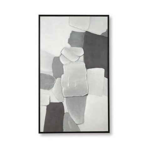 Adilson Abstract Framed Canvas Wall Art – White, Grey & Black