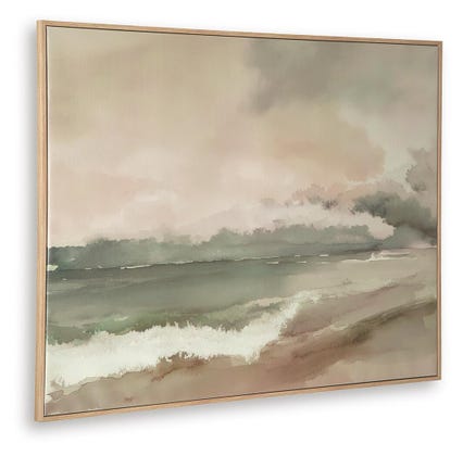 Vallus Abstract Framed Canvas Wall Art – Blush, Green & Grey