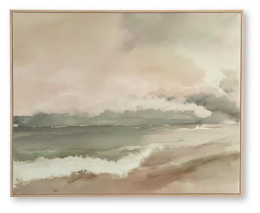 Vallus Abstract Framed Canvas Wall Art – Blush, Green & Grey