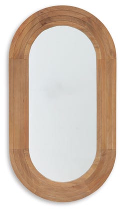 Daverly Wood Framed Accent Wall Mirror – Light Brown
