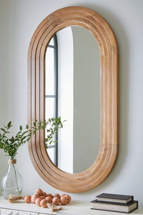 Daverly Wood Framed Accent Wall Mirror – Light Brown