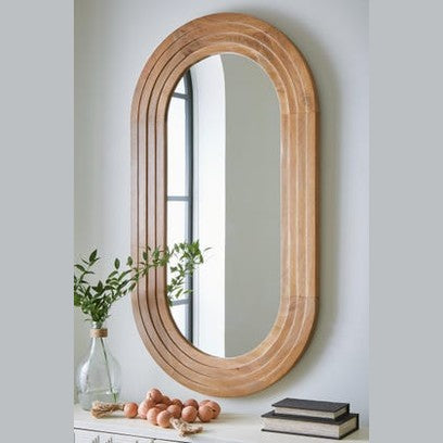 Daverly Wood Framed Accent Wall Mirror – Light Brown