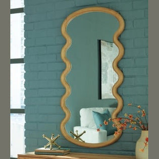 Serendis Wavy Wood Framed Accent Wall Mirror – Brown