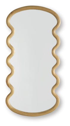 Serendis Wavy Wood Framed Accent Wall Mirror – Brown