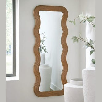 Ellisonville Carved Wood Floor Mirror – Brown