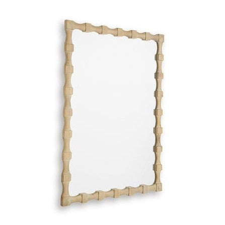 Acelmore Geometric Wood Framed Accent Wall Mirror – Light Brown