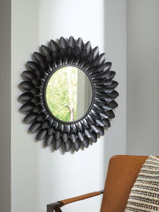 Ryenmour Floral Metal Framed Accent Wall Mirror – Black