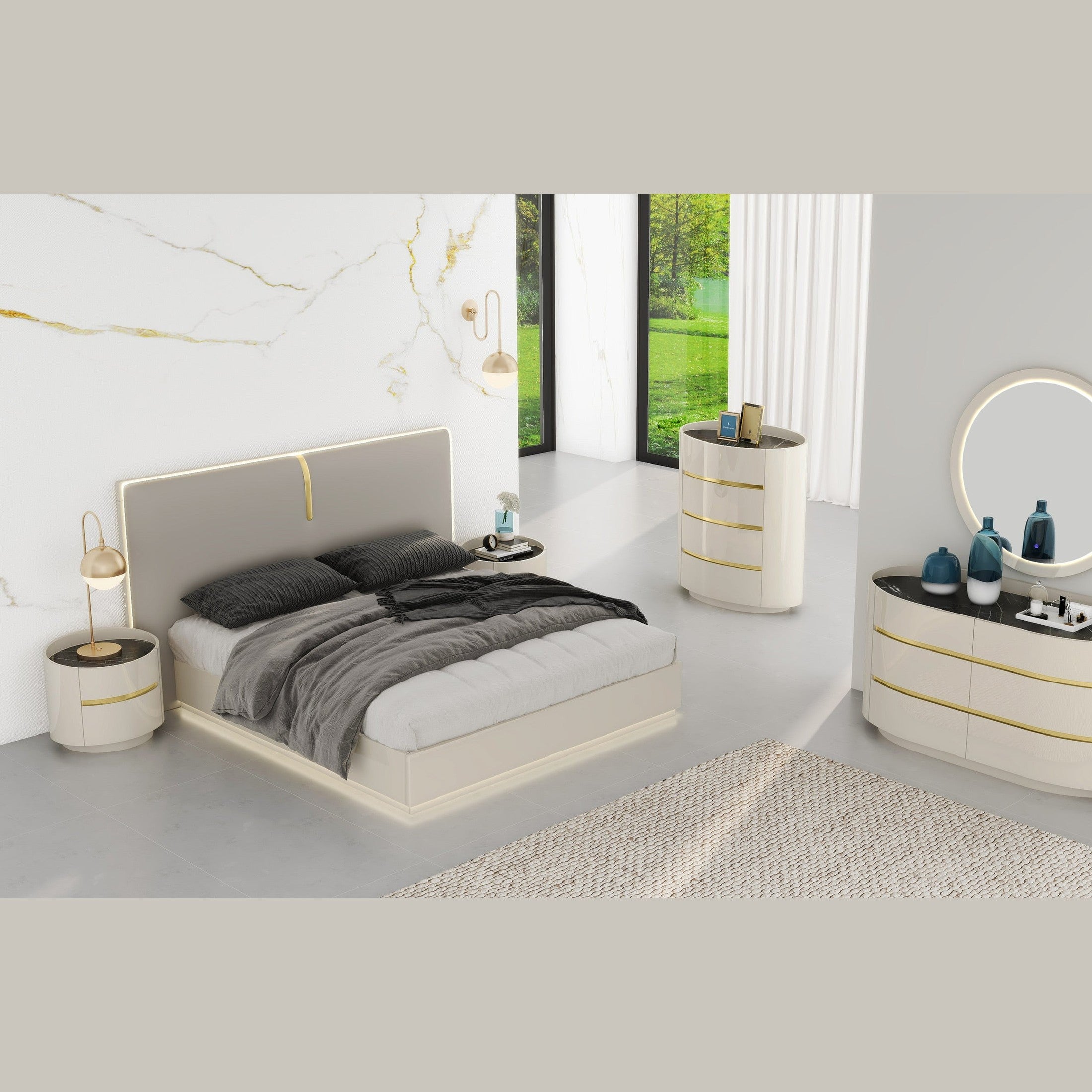 Zelie Glossy 6 Drawer Dresser