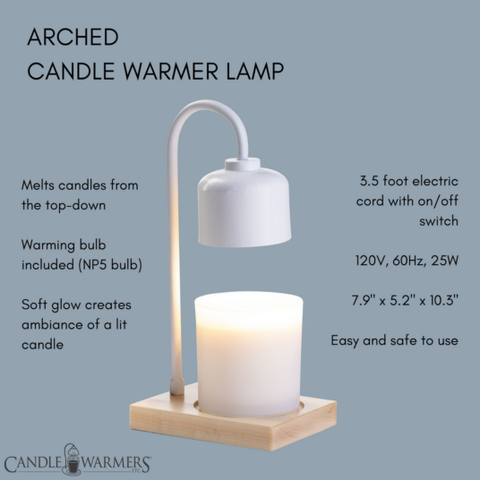 White & Wood Arched Candle Warmer Lamp