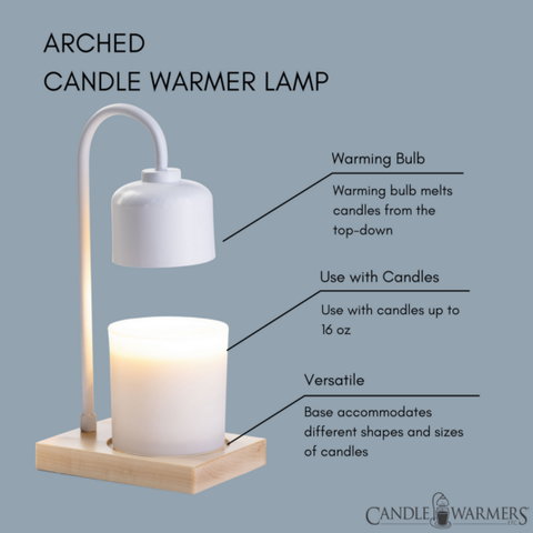 White & Wood Arched Candle Warmer Lamp