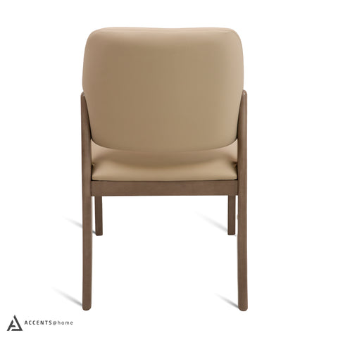 Aalto Faux Leather Wooden Dining Chair - Light Grey