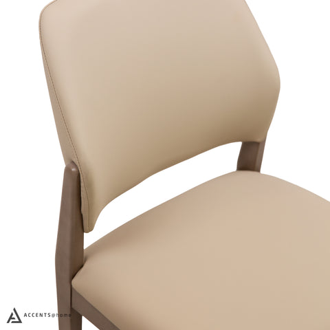 Aalto Faux Leather Wooden Dining Chair - Light Grey