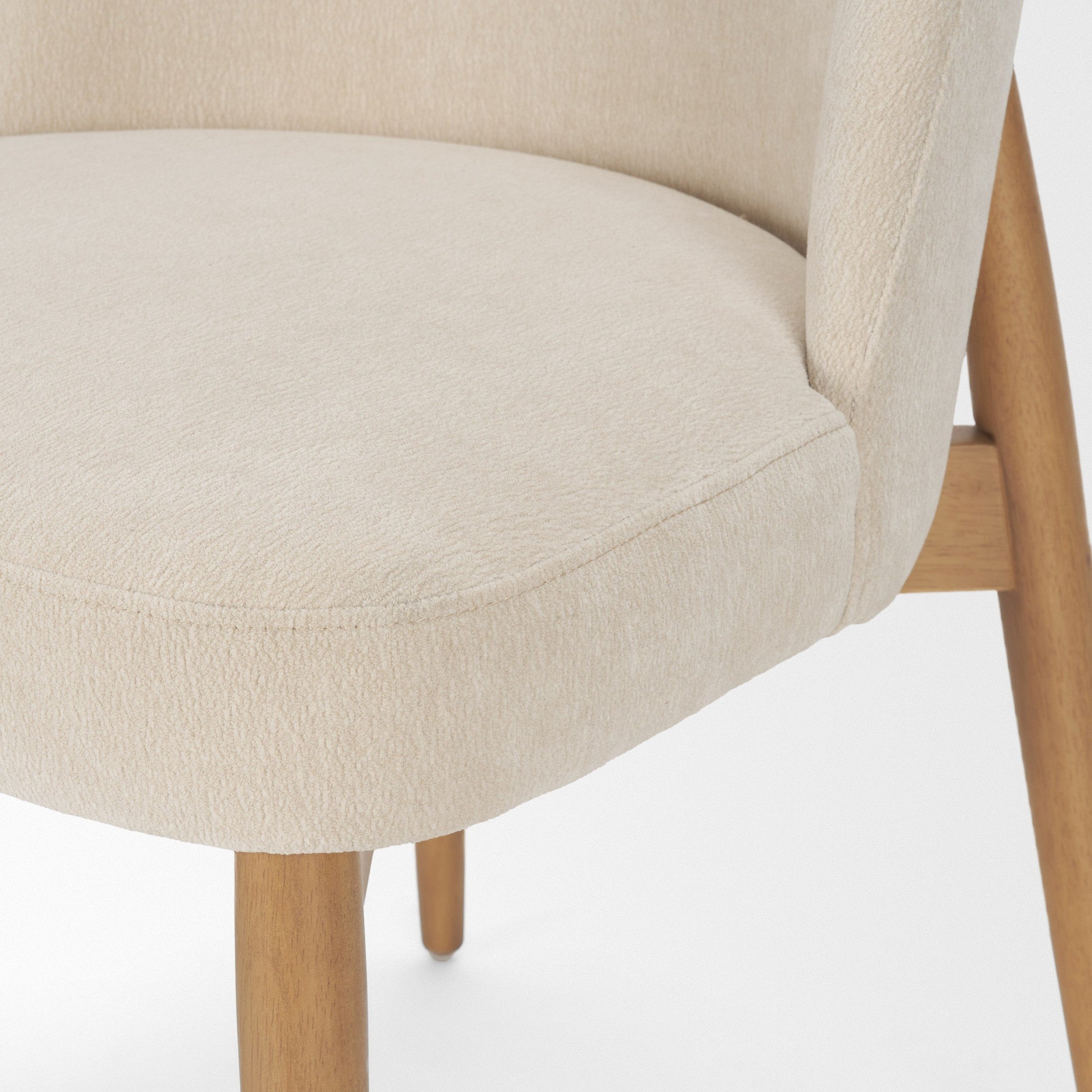 Abbie Curved Back Oatmeal Fabric Dining Chair