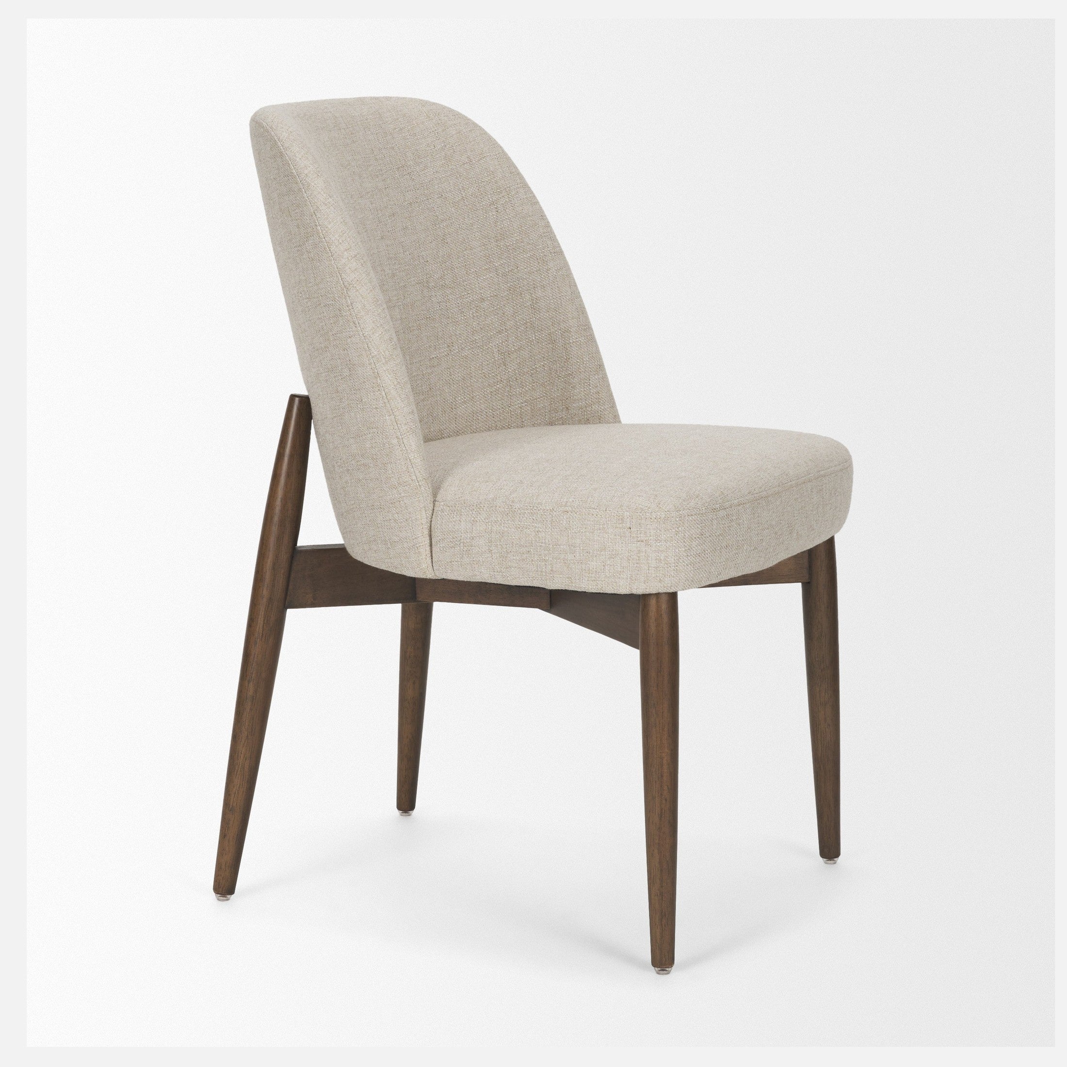 Abbie Curved Back Oatmeal Fabric Dining Chair