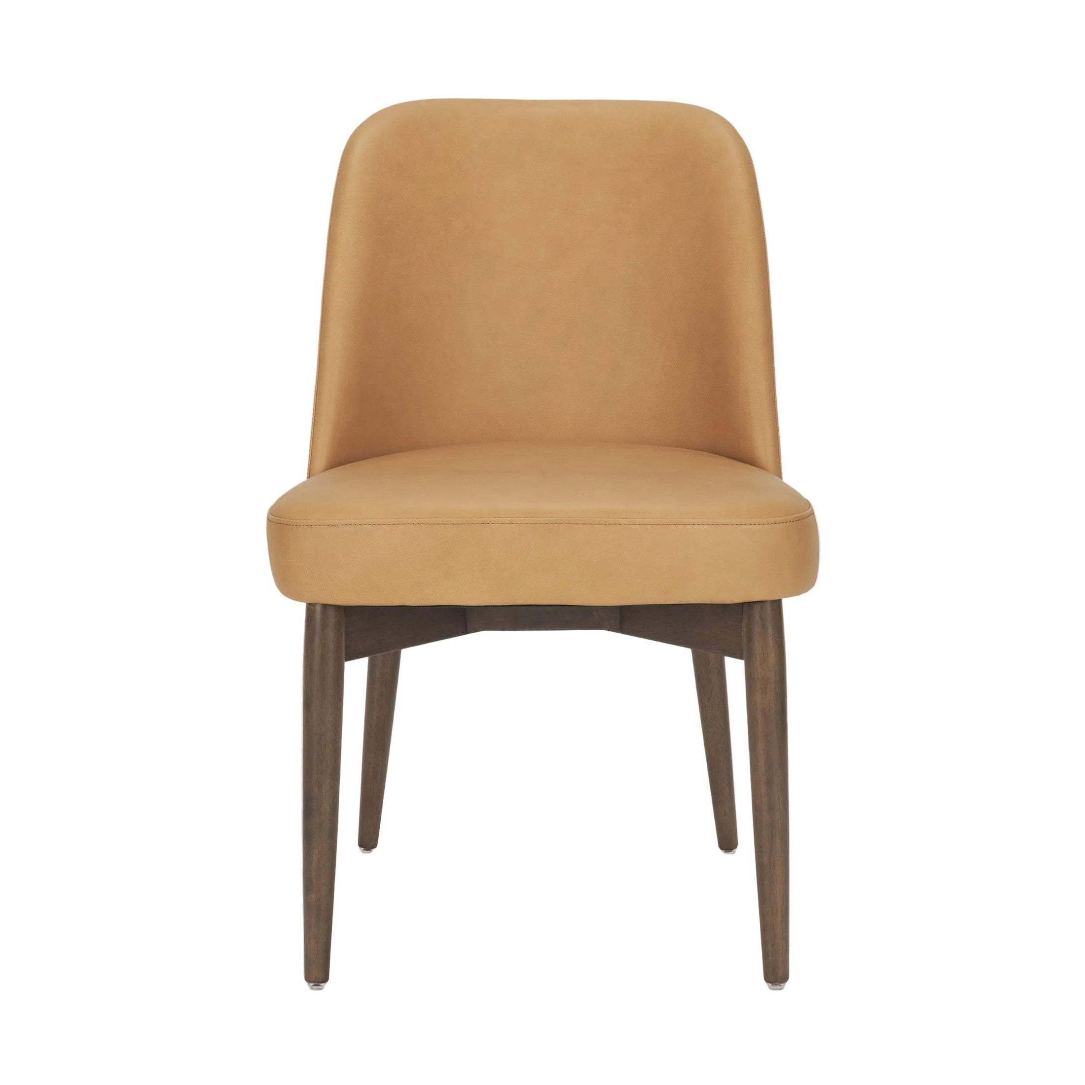 Abbie Slope Curved Tan Leather Dining Chair