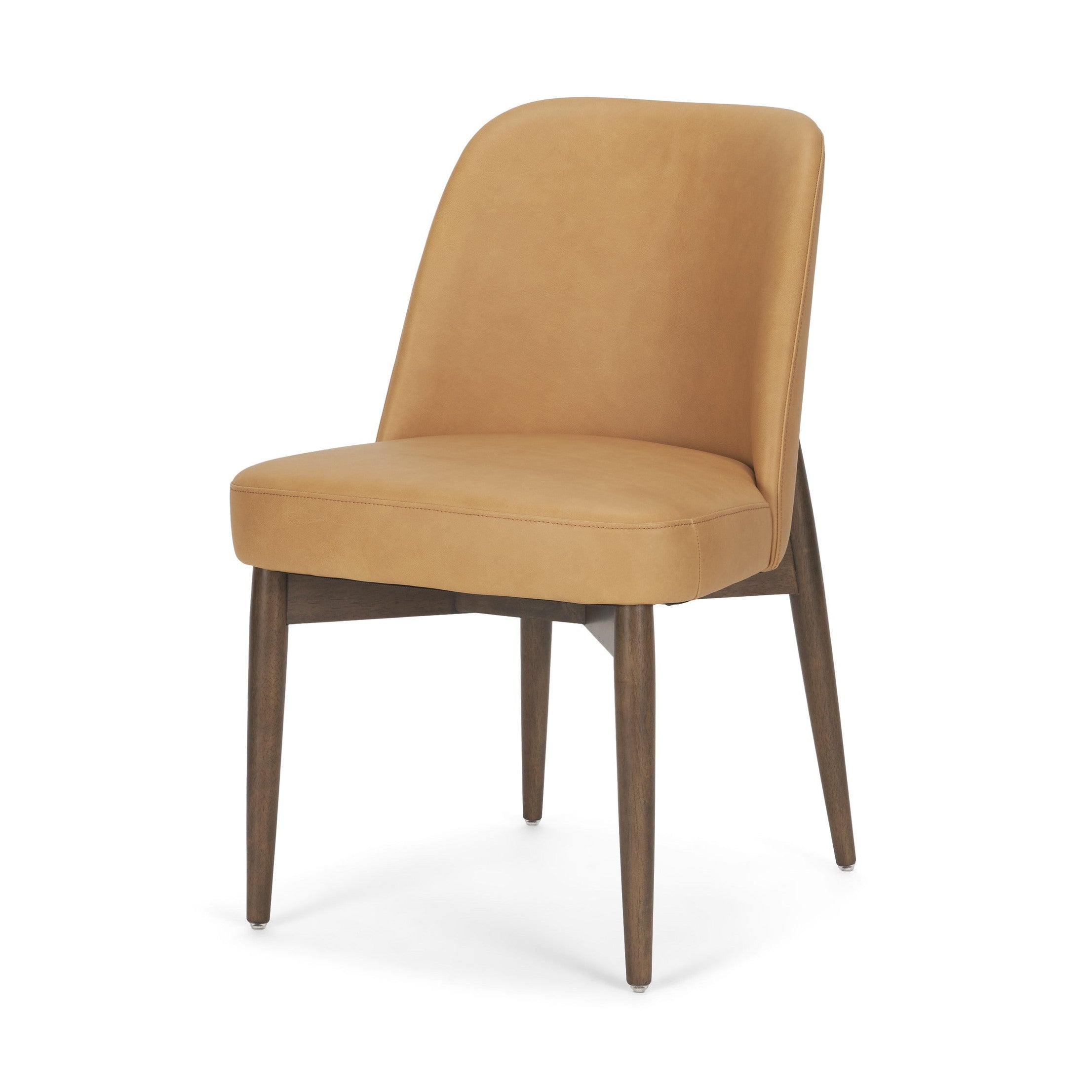 Abbie Slope Curved Tan Leather Dining Chair